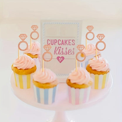 6 Rose Gold Engagement Ring picks in cupcakes