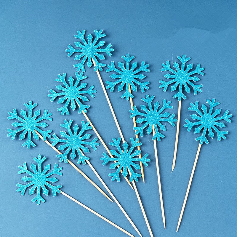 10 Blue snowflake cake toppers
