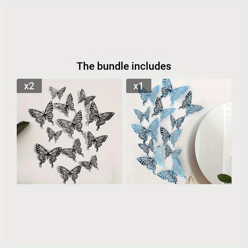 black and blue Butterflies on wall