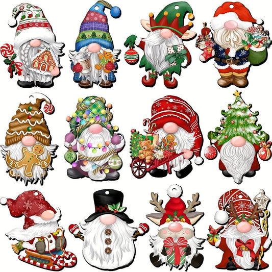 Wooden christmas gnome ornaments
