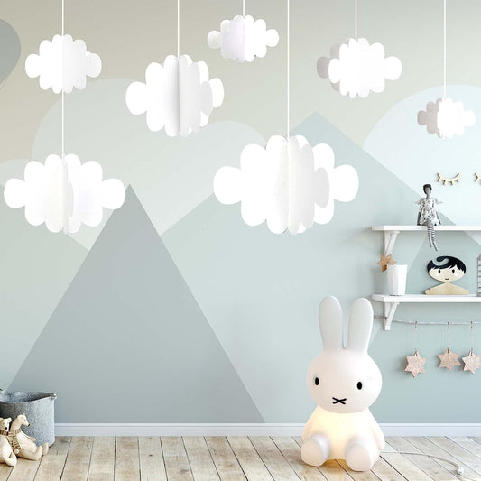 3D Cloud Decorations - White Hanging Clouds Set 4 pc 17592245455354