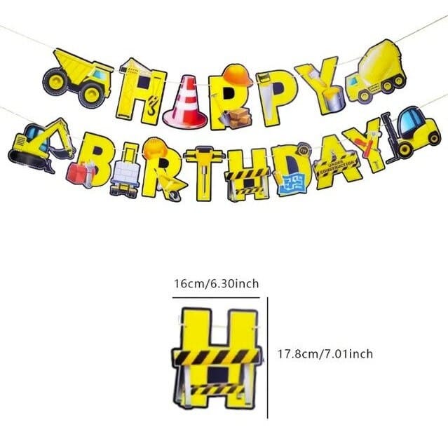 Build Your Best Birthday: Construction-Themed Pull Flag