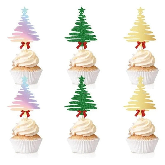 Christmas Tree Delights: 6pcs Cake Decorations for the Holidays"