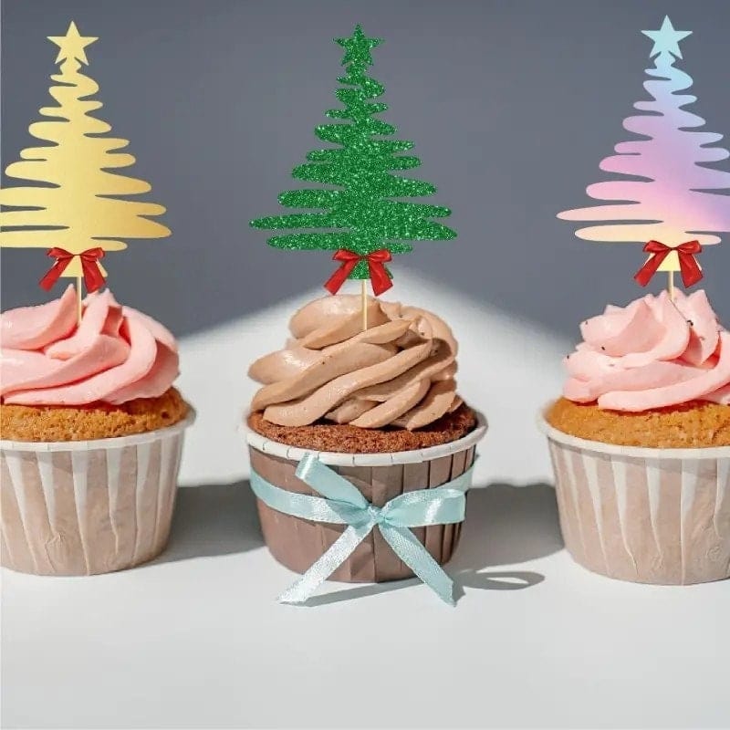 Christmas Tree Delights: 6pcs Cake Decorations for the Holidays"