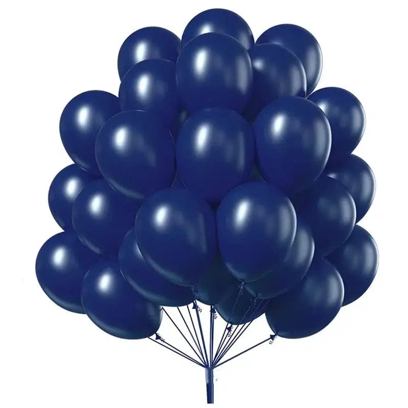 Navy Blue 10 inch balloons in corner of room