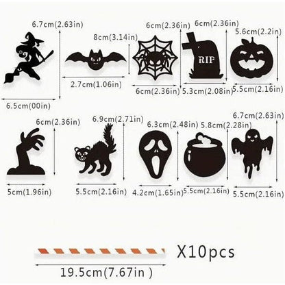 10 Halloween cutout Cake toppers with orange and white stick with quantity and size