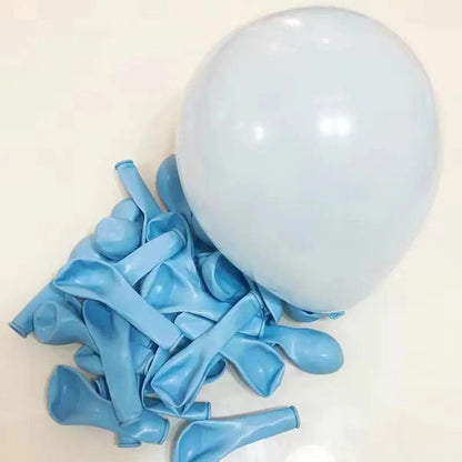 macaron blue balloons with one blown up