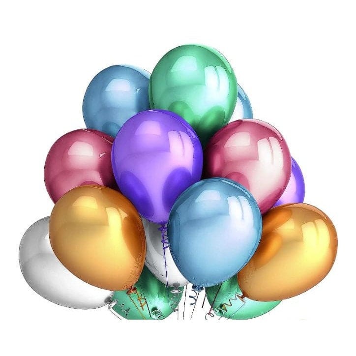 Metallic balloons with ribbon attached