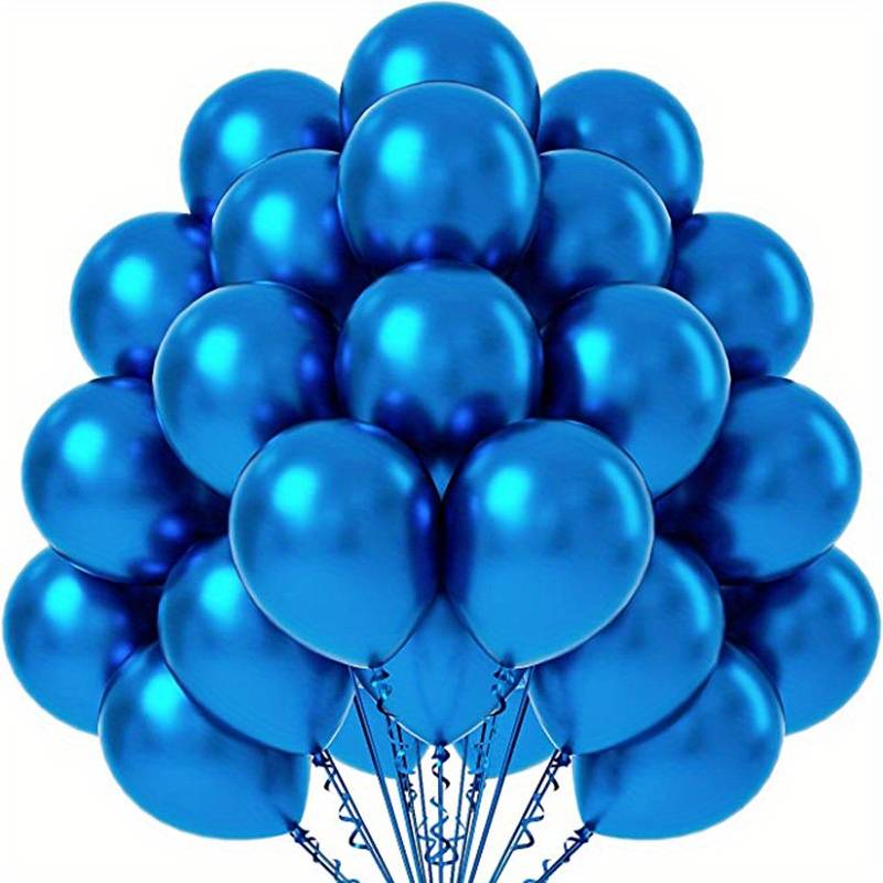 Blue metallic balloons with ribbon