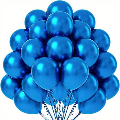 Blue metallic balloons with ribbon