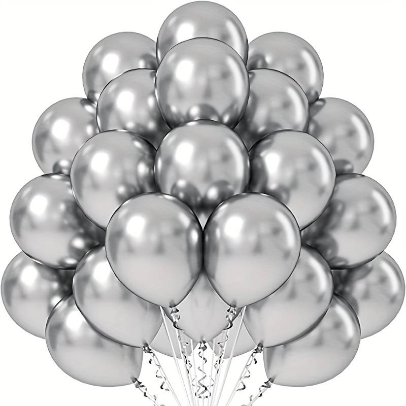 Silver Metallic balloons with ribbon hanging