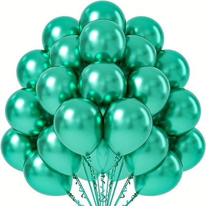 Green Metallic balloons with ribbon hanging