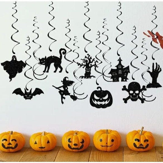 13pcs Hanging Decorations with Ghosts, Bats, Pumpkins, and Skulls!