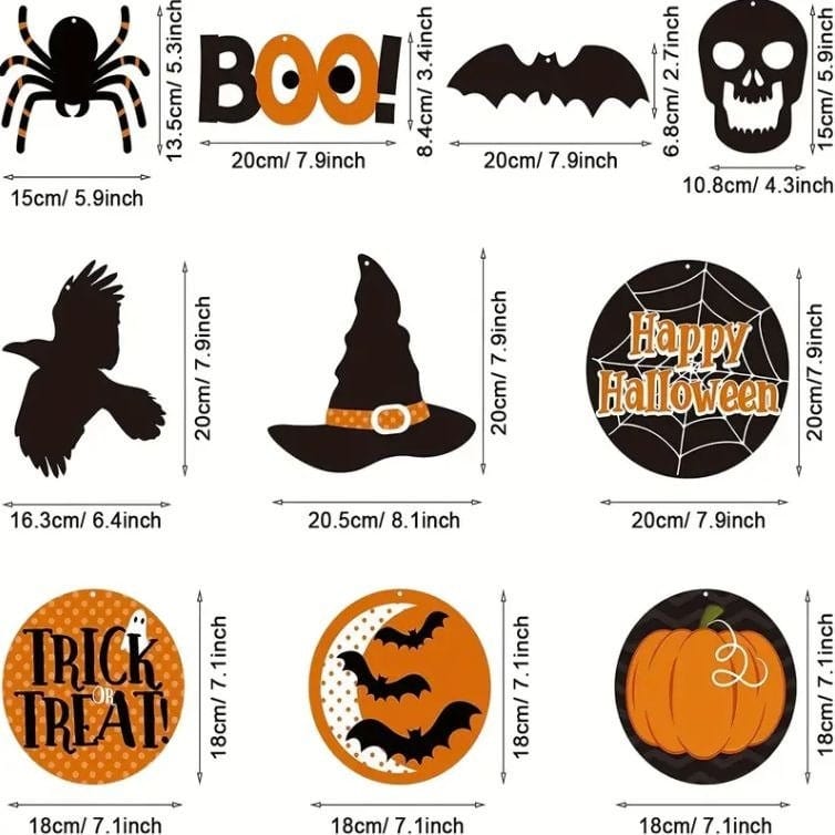 30pcs Halloween Hanging Swirls: Witch, Bat, Pumpkin, Ghost, Spider Foil Swirls!