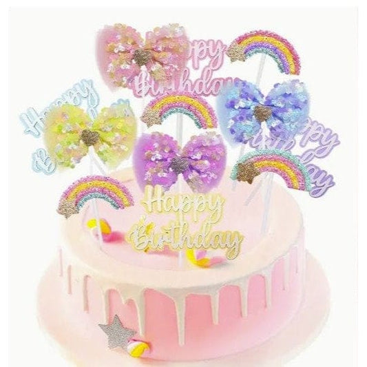 3pcs Rainbow Letter Cake Toppers: Birthday Decor