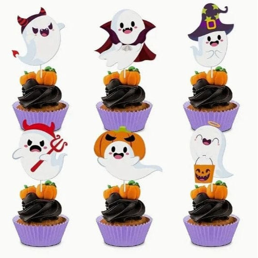 6 pack of Ghost Cupcake Topper - Perfect for Halloween
