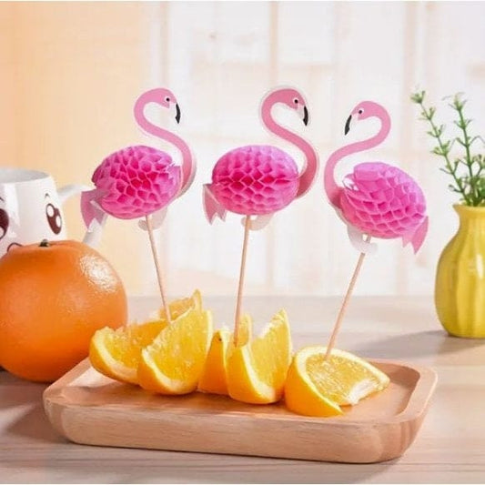 Add a tropical flair to your cocktails and party treats with these charming Cocktail Flamingo Sticks Decorative Toothpicks