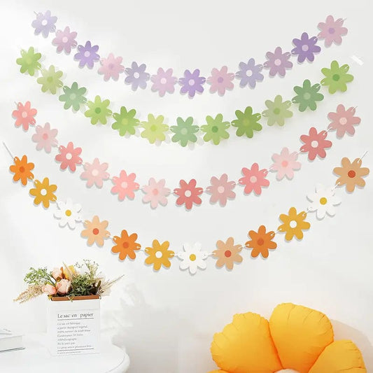 Charming Daisy Pull Flowers: Birthday Party Decorations & Delightful Scene Bunting