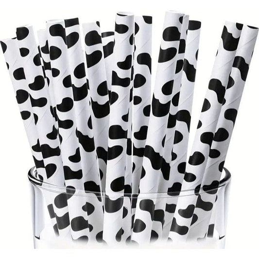 Cow Print Party Straws: Farm Birthday Supplies
