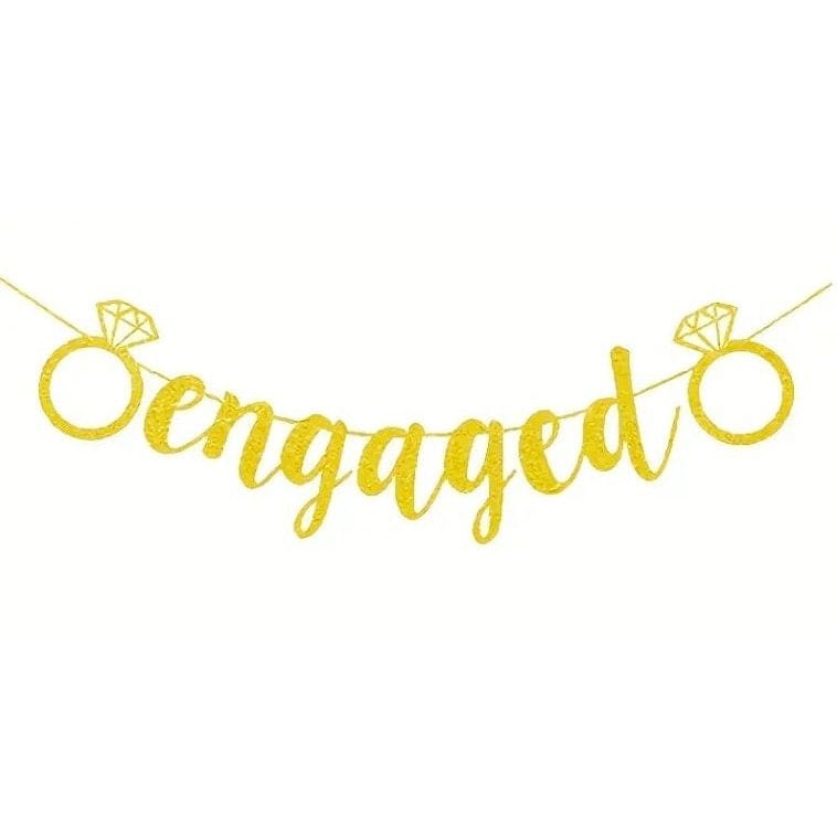 Engagement Party Decoration, Golden Ring With "engaged" Flag, Party Banner, Party Supplies, Party Decor, Bridal shower decorations
