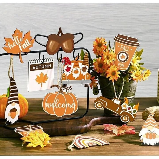 Fall Wooden Tag Ornaments: Thanksgiving & Harvest Decor