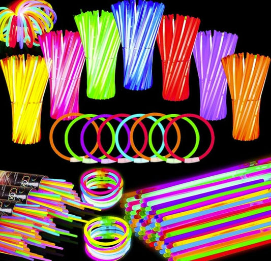 Glow Stick Necklaces & Bracelets with Connectors, Patriotic Party Favors, Glow In The Dark Party Supplies, 8" long, Great for all events!