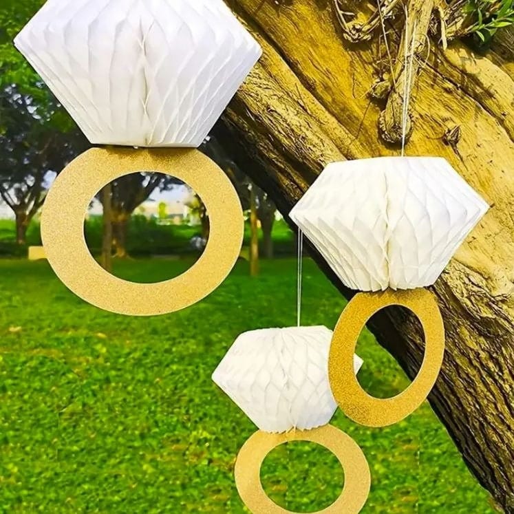 Gold Oversized Diamond Ring Honeycomb Ball: Wedding, Valentine's, Bachelorette Party