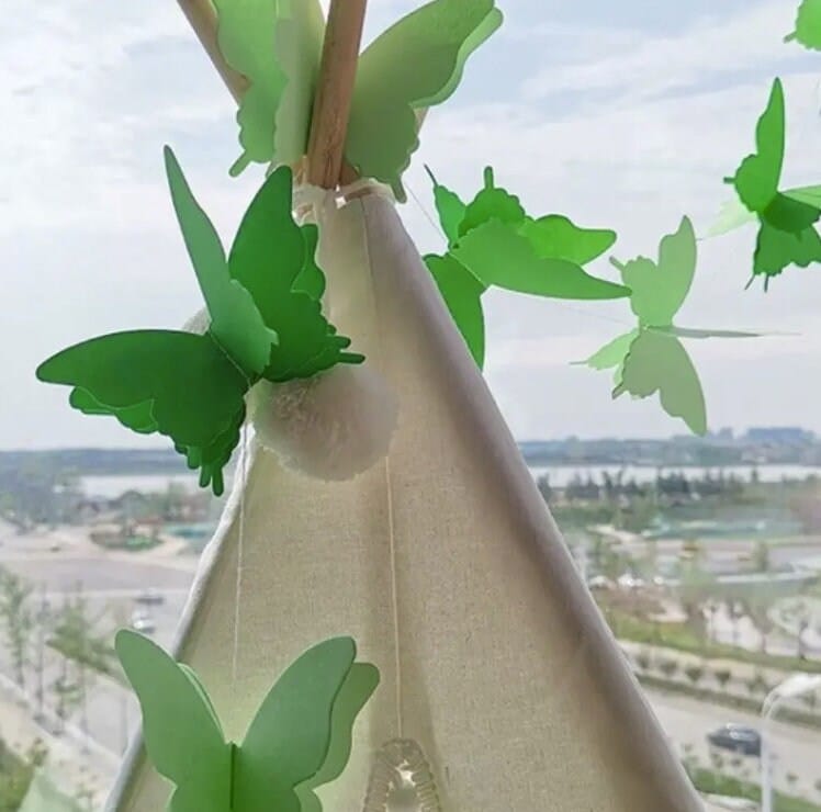 Green 3D Paper Butterfly Garland: DIY Wedding, Party, and Birthday Hanging Decorations