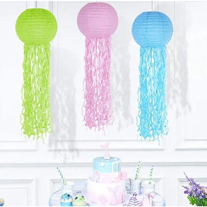 Jelly Fish Paper Lanterns, Pink Green Blue Hanging Lantern, Mermaid Unicorn Theme Party Supplies, Sea Ocean Birthday Party Decorations