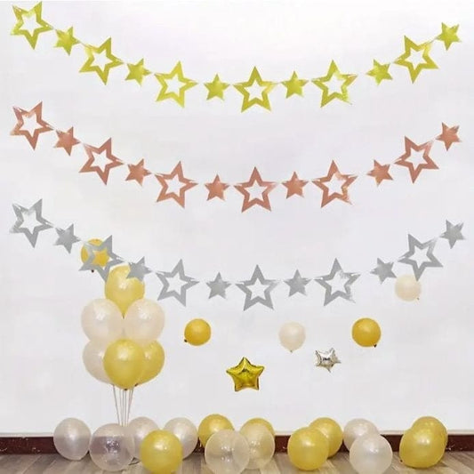 Large And Small Stars Pull Flags Wedding Birthday Party Decoration Layout Five-pointed Star Hollow Pull Flag Hanging Flag