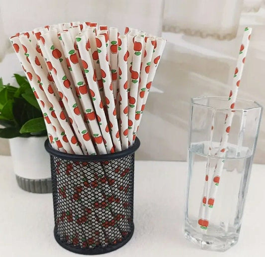 Our Apple Designed paper straws that are great for summer BBQ, pool parties, birthday parties, beach bashes,  baby showers & much more!
