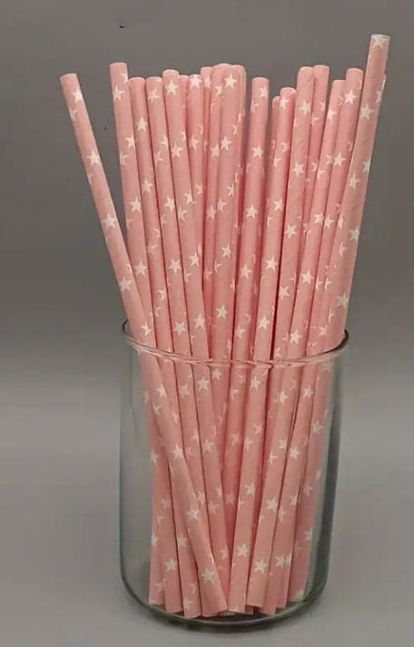 Pink series with White Polka Dots, Paper Straw Disposable Paper Party Pastry Drink Decoration Straw, baby shower, Birthday party, & more!