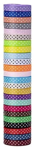 Polka Dot Grosgrain Ribbon, 3/8" X 4 Yard/Roll, 24 Colors, Perfect for Wedding, Gift Wrapping, Bow Making, Scrapbooking & Other Projects!