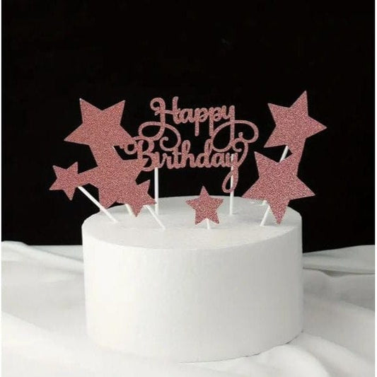 Radiant Rose Gold Star Cake Toppers - Elevate Your Birthday Decor!