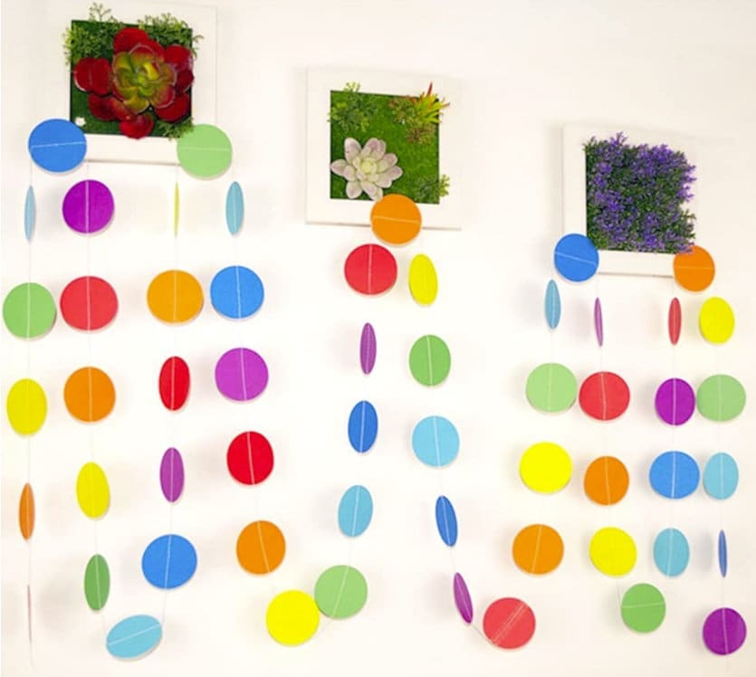Rainbow Garland Circle Dots, Colorful Paper Garland, Rainbow Decorations Birthday, Baby Shower, Classroom, Candyland Streamers Party Supplies