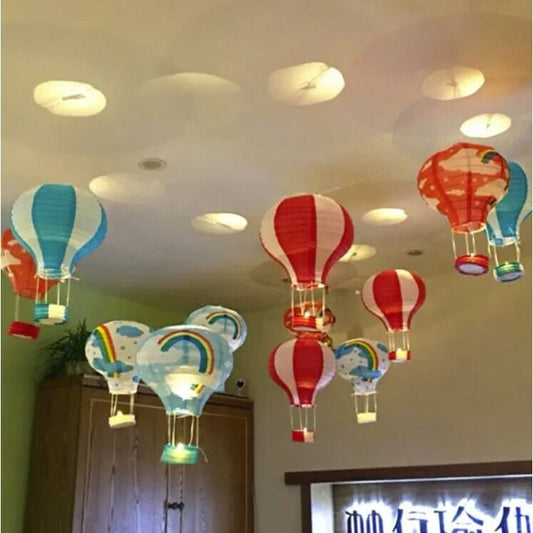 Rainbow Hot Air Balloon Lanterns: Festive Paper Decor for Weddings, Parties & More!