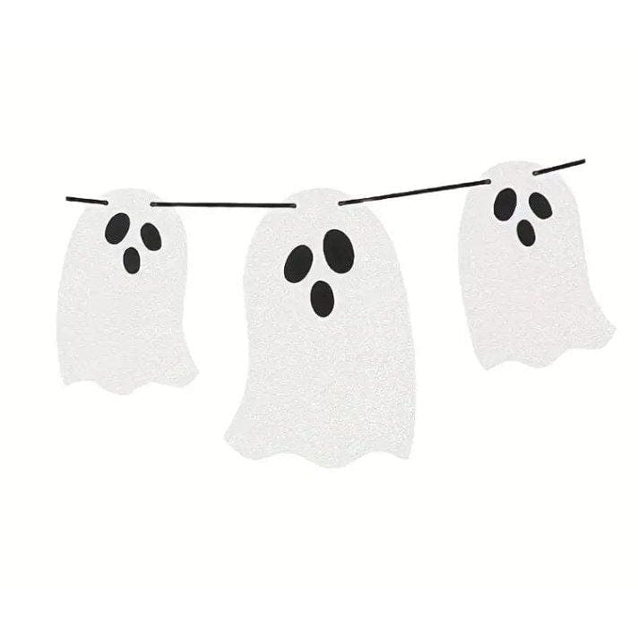 Shimmering Halloween Ghost Banner: Hauntingly Stylish Decor!