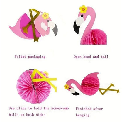 Installation instructions for honeycomb hanging flamingo