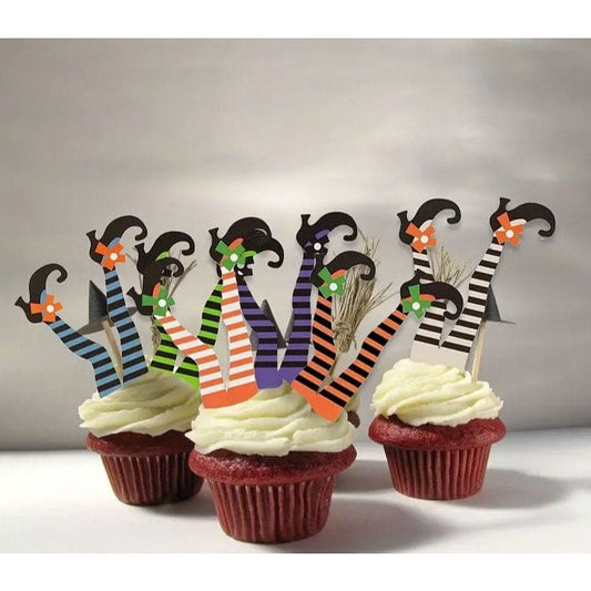 witch legs in red cupcakes