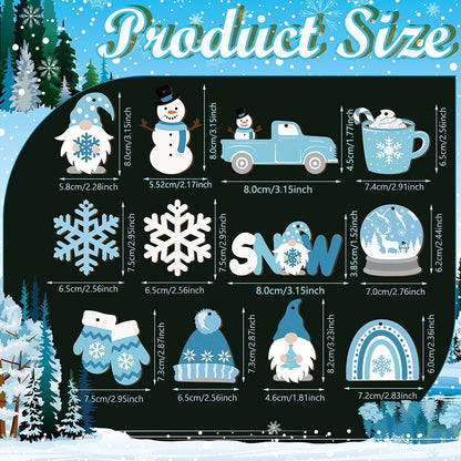 12pcs Christmas Winter Snowman Wooden Hanging Ornament size