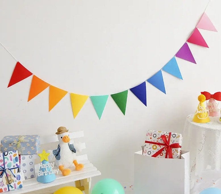 Colorful Triangle Pennant Flags, Bunting Banner Hanging Decoration, Wedding Bridal Engagement Shower Birthday Anniversary Party Supplies
