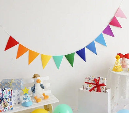 Colorful Triangle Pennant Flags, Bunting Banner Hanging Decoration, Wedding Bridal Engagement Shower Birthday Anniversary Party Supplies