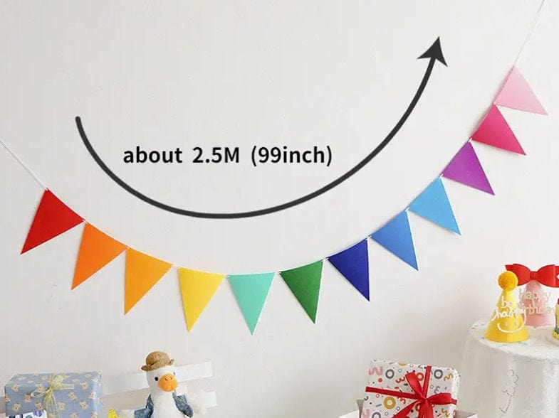 Colorful Triangle Pennant Flags, Bunting Banner Hanging Decoration, Wedding Bridal Engagement Shower Birthday Anniversary Party Supplies