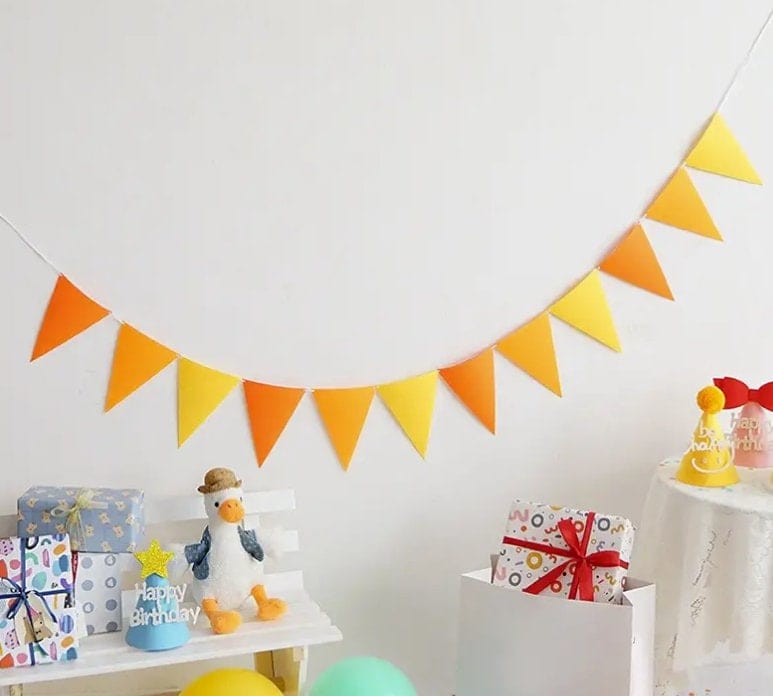 Colorful Triangle Pennant Flags, Bunting Banner Hanging Decoration, Wedding Bridal Engagement Shower Birthday Anniversary Party Supplies