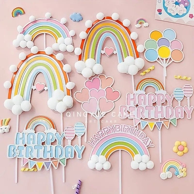 Rainbow Happy Birthday Cake Toppers: Vibrant Celebrations