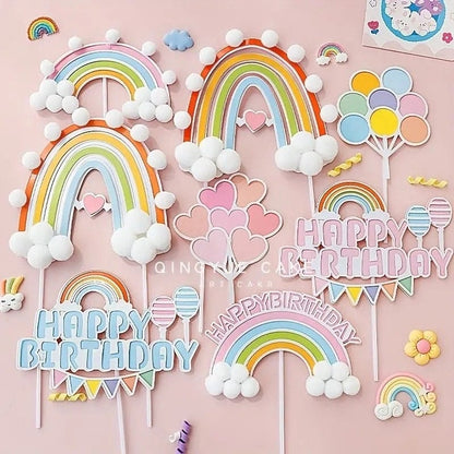 Rainbow Happy Birthday Cake Toppers: Vibrant Celebrations