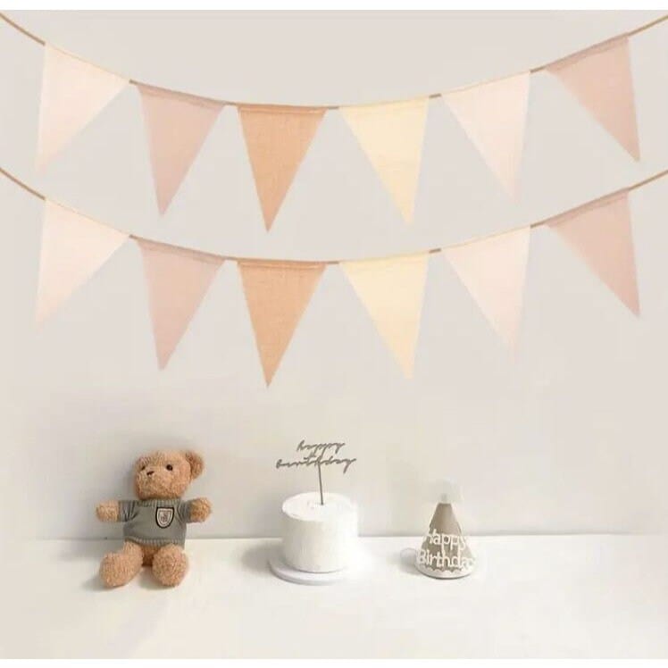 Rustic Jute Burlap Lace Triangle Flag- Wedding and Party Decoration Banner