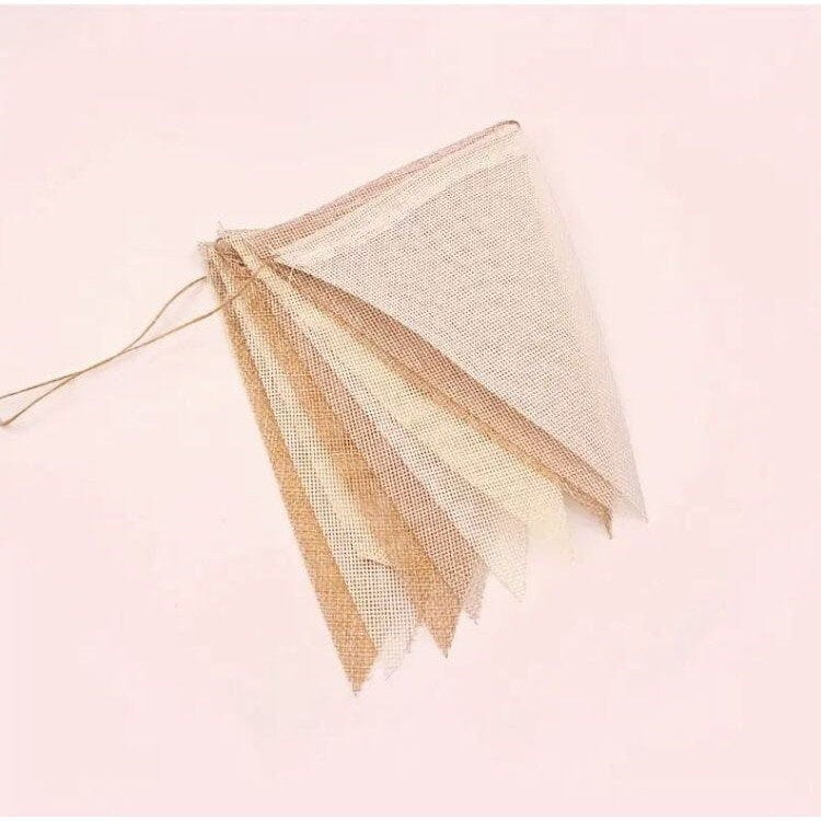 Rustic Jute Burlap Lace Triangle Flag- Wedding and Party Decoration Banner