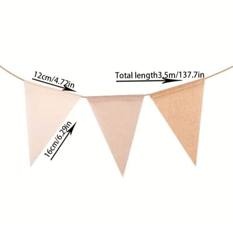 Rustic Jute Burlap Lace Triangle Flag- Wedding and Party Decoration Banner