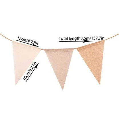 Rustic Jute Burlap Lace Triangle Flag- Wedding and Party Decoration Banner